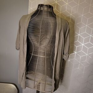 Mossimo Open front 3/4 sleeve Cardigan- gray/green with shell button